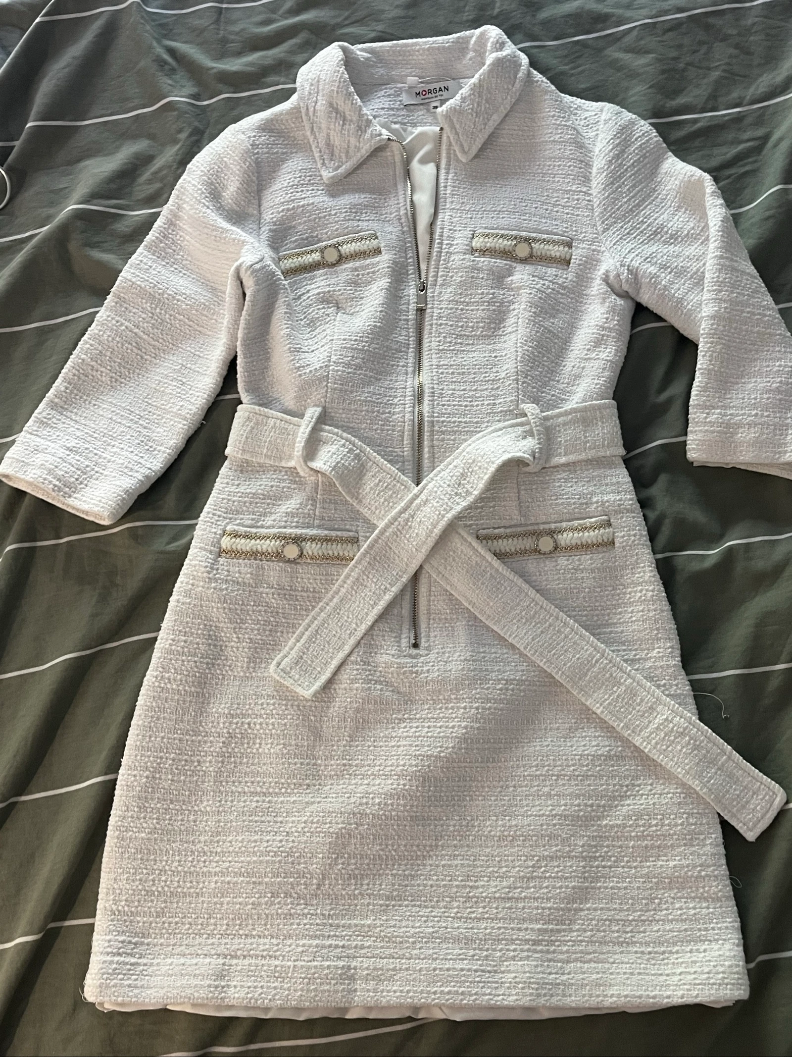 Robe Morgan branca em tweed tamanho 36 – photo 2